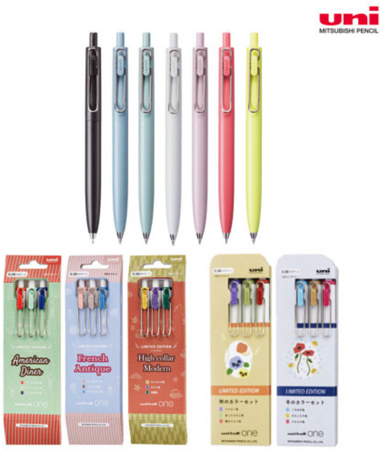 유니볼 원 F 시리즈 볼펜 유니볼원 3본세트 가을/겨울 한정판, 0.38 블랙