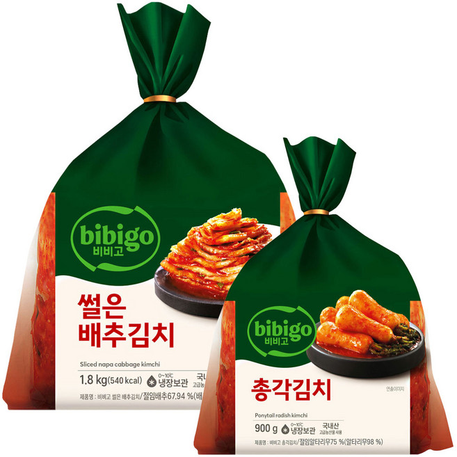 CJ 비비고 썰은 배추김치 1.8kg + 총각김치 900g