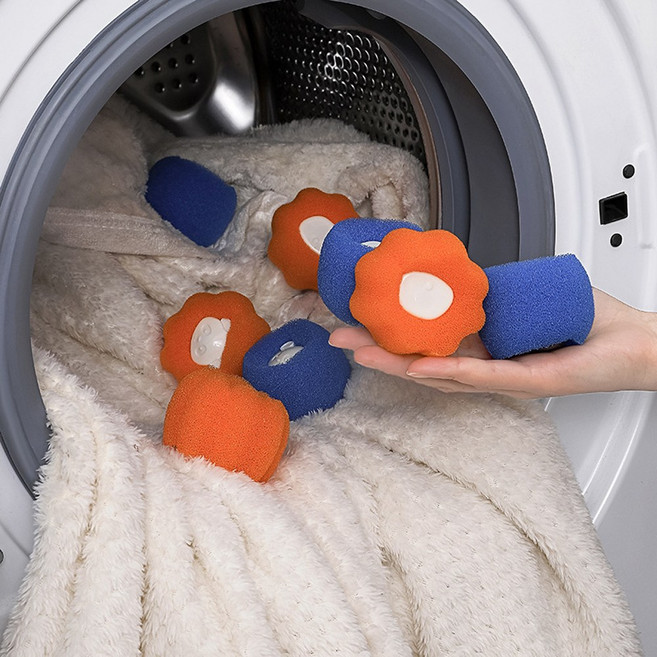 블랙가디언 세탁기 세탁볼 고양이 강아지 털 제거 먼지 엉킴방지 양모, 10개, 오렌지+블루