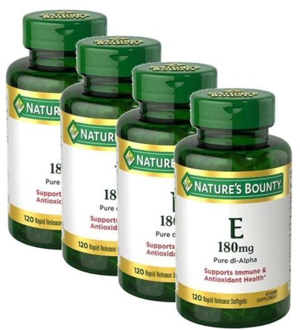 네이처스 바운티 비타민E 180mg(400IU) 퓨어 DL-Alpha 소프트젤 Nature's Bounty Vitamin E, 4개, 120정 - 쿠팡