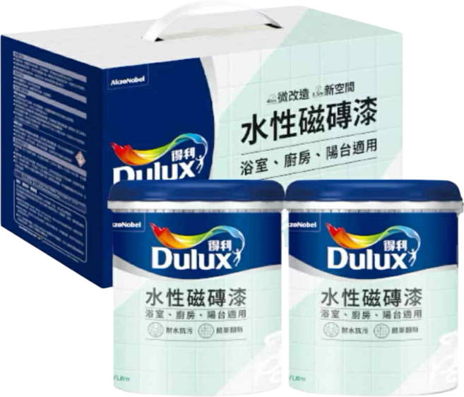 得利 水性磁磚漆, 奶油白, 1套, 2L