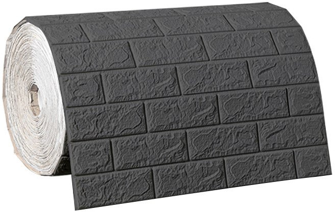 셀프 도배 접착식 폼 단열 벽지 3D입체 롤 벽지 70cm*20m, 그레이 블랙, 70cm * 20m [두께 3mm]