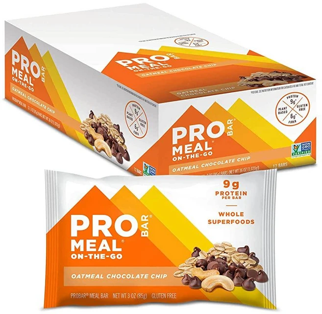 PROBAR 식사대용 바 피넛 버터 초콜릿 칩 비GMO 글루텐 프리 유기농 인증 건강 식물 기반 천연 식품 성분 천연 에너지원 12개입, 1개, 85g - 쿠팡