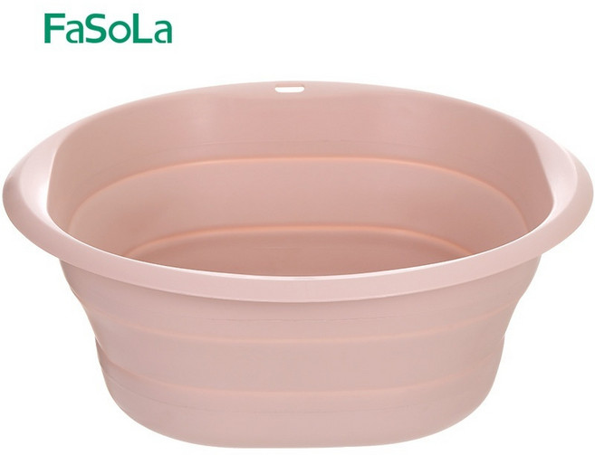 클로버 접이식 걸이형 소래 대야, 핑크, 1개