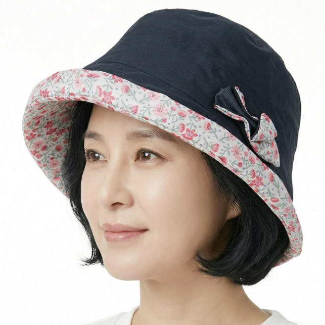 여름 벙거지 산들꽃 에어플라워 라운드햇 중년여성 모자 할머니 화려한 망사 플라워