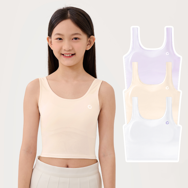 NUNUNANA 여아 고탄력 1단계 일체형 브라런닝 3종세트