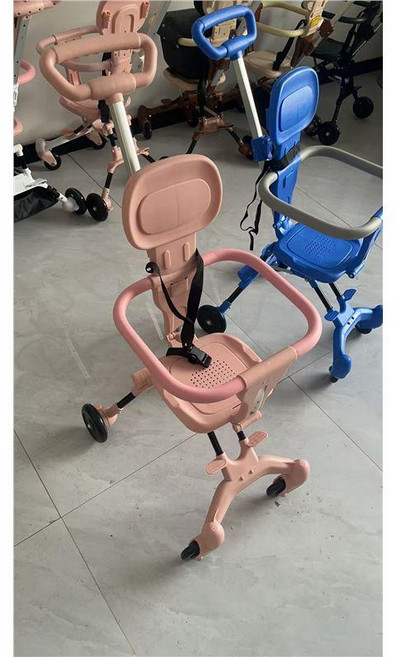 MONI 초경량유모차 3.3kg 3세 접이식 초경량휴대용유모차 초경량유모차여행 기내반입 기내반입형, 가드레일+핑크 베어 유모차