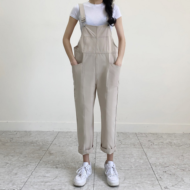 핫투 면 멜빵바지 4Color 점프슈트 면바지 오버롤 팬츠