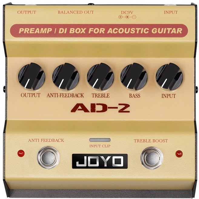 JOYO 조요 AD-2 어쿠스틱기타 프리앰프 DI BOX 2EQ 트레블 부스트, 1개