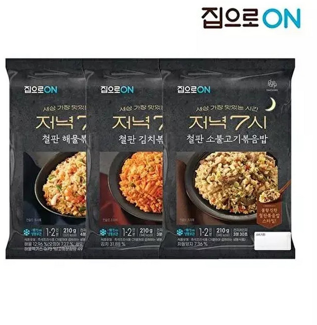 [집으로ON]집으로ON 저녁7시 해물 철판볶음밥 210g x 12봉/김치/해물/불고기, 12개