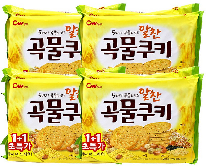 CW 청우 알찬곡물쿠키 200g 1+1 x 4개 곡물 후식
