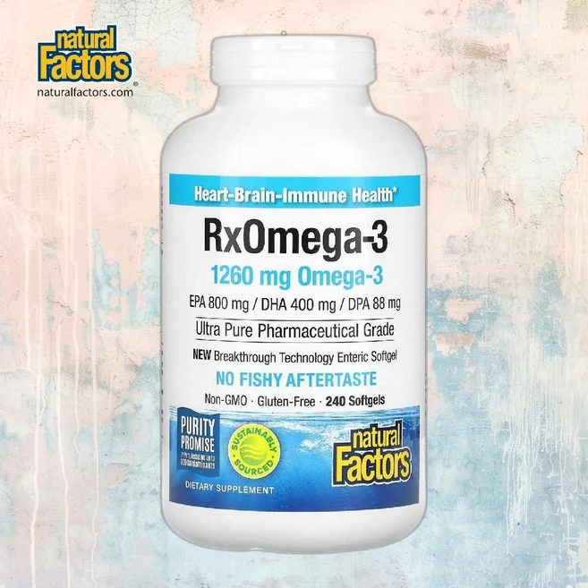 네츄럴 팩터스 Rx 오메가3 1 260mg 소프트젤 240정(소프트젤당 630mg), 1개 - 쿠팡