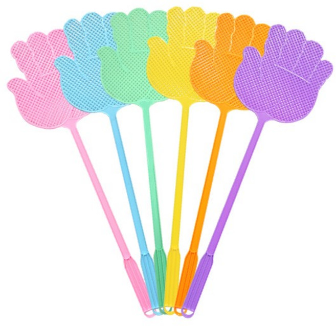 다양한 색상의 귀여운 파리채 2종, 랜덤 발송(사각), 1개