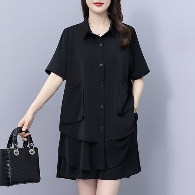 ORZQU 여성 여름 심플 빅사이즈 상하세트 캐주얼 고급 투피스