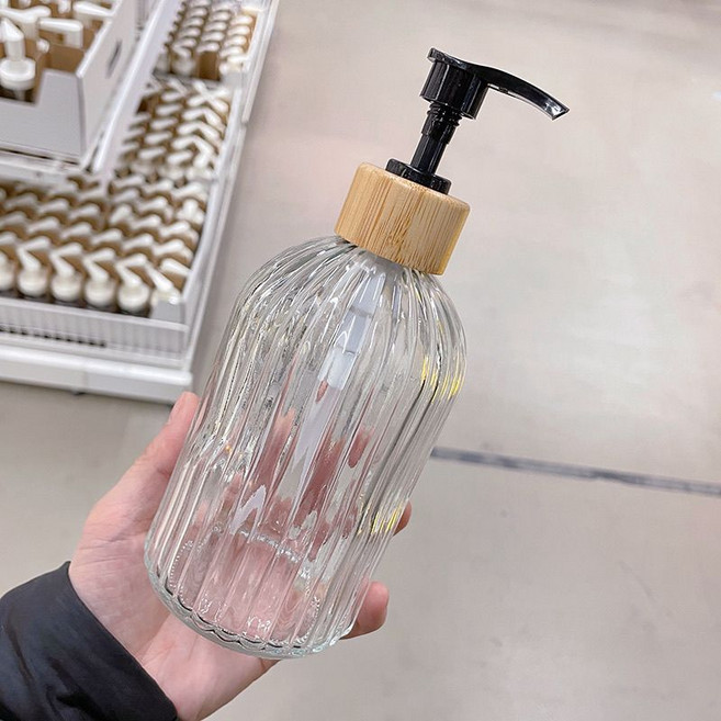 펌프 유리병투명 유리 샴푸용기 원액 휴대용기 디스펜서펌프 휴대용 샴푸용기 일회용 샴푸용기 휴대용 샴푸용기 500ml 샴푸린스 소분용기 샴푸 용기 500ml 공병, 1개