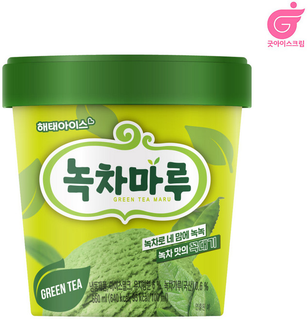 해태제과 녹차마루홈 아이스크림, 6개, 600ml