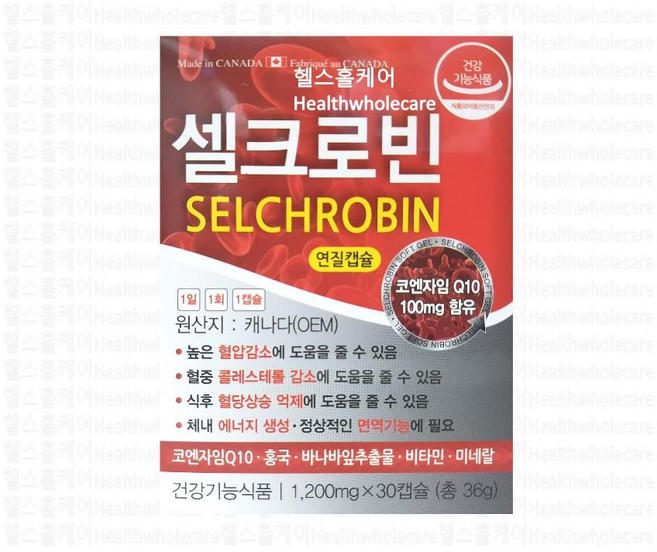 셀크로빈 홍국 코큐텐 바나바 셀레늄 크롬 아연 비타민 혈압감소 혈당상승억제 콜레스테롤개선, 1개, 30정