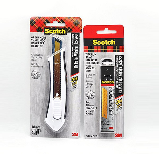 3M 티타늄커터(대)+커터날(대) 세트/커터칼/카타날, 1세트