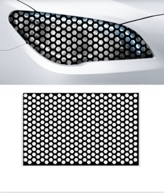 전조등 및 테일라이트용 벌집형 블랙 필름 차량 스타일 업그레이드, 1개, BLACK