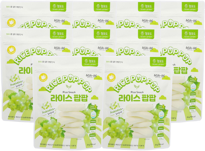 라이스팝팝 유기농 쌀과자 떡뻥, 20g, 10개, 청포도