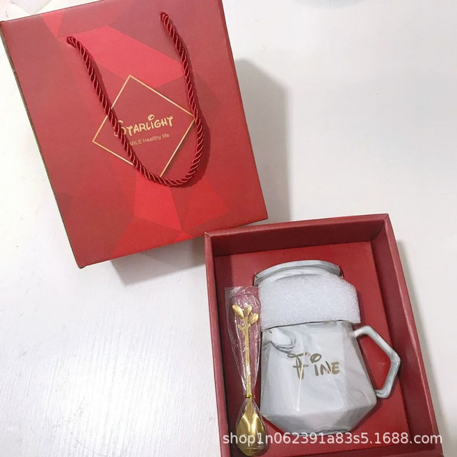 杯子 伴手禮 公司 商務禮品 套裝 活動隨手禮 禮盒, 紅抽屜禮盒-石紋灰, 1個