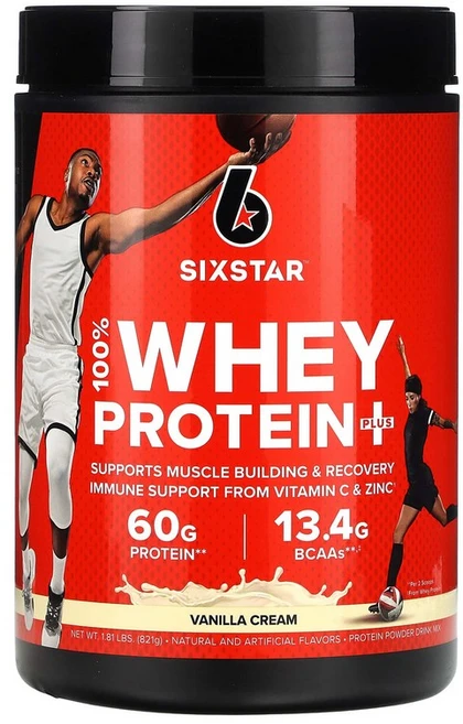 SIXSTAR Elite Series 100% 유장 단백질 플러스 바닐라 크림 821g(1.81lbs), 821g, 1개 - 쿠팡