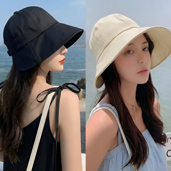 UV차단 벨크로 챙넓은 오버핏 와이드챙 버킷햇 썬캡 벙거지 여행 모자 보닛햇