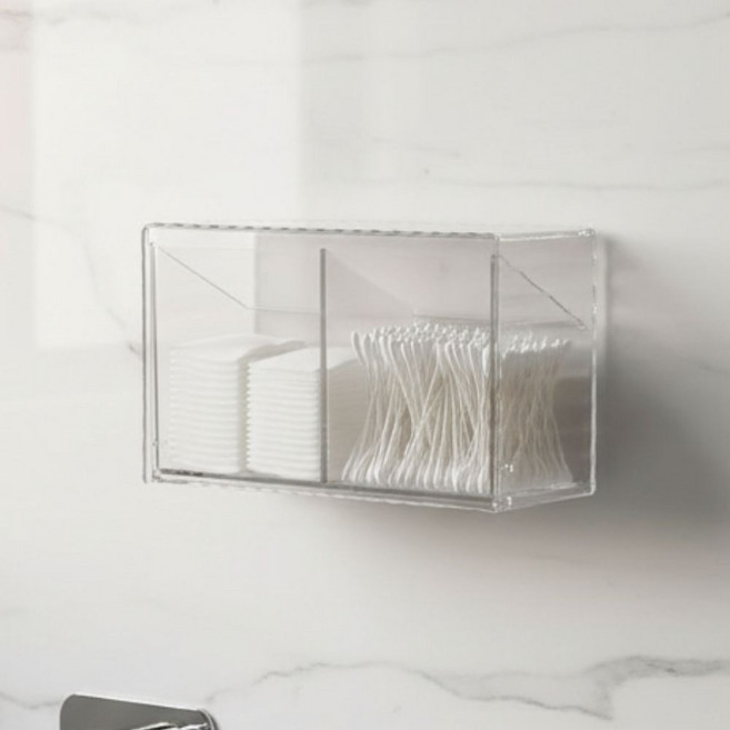 까까메조네뜨 접착식 미니보관함 면봉케이스 화장솜보관함 1pc (16cm*9cm*5cm), 1개, 투명