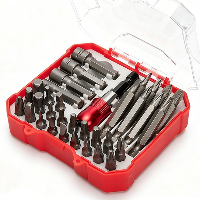 tinduo 34종 가정용 래칫 스크루드라이버 세트 | 육각 십자 매화 헤드 비트 모두 포함, 34pcs-1세트