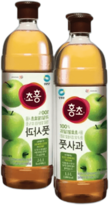청정원 홍초 풋사과 음용식초, 1.5L, 2개