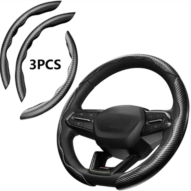 진봄 차량용 논슬립 핸들커버 카본패턴 3P, 블랙