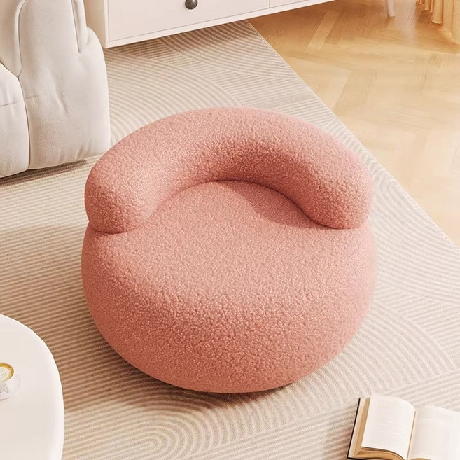 WHH 스툴 등받이 후리스 현관 의자, 1개, 핑크