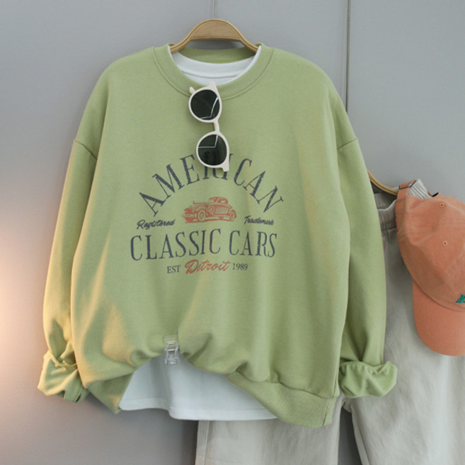 달콩 여성 봄신상 긴팔티 CAR프린팅오버핏맨투맨