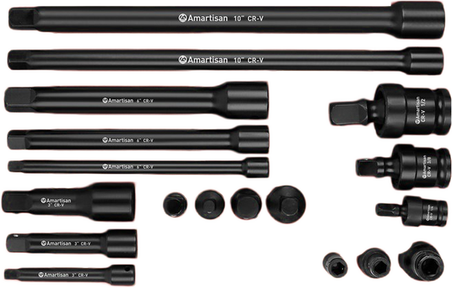 공구PXJ 롱 볼타입 복스 소켓 아답터 핸드소켓 연결대 18종 세트, 1세트