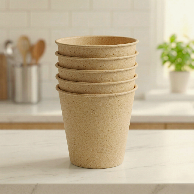 탄소창고 CXP 안 깨지는 다회용 물컵 180ml 종이컵 대용, 베이지, 5개