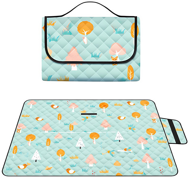 애니멀 패턴 소프트 엠보 특대형 방수 돗자리, 포레스트