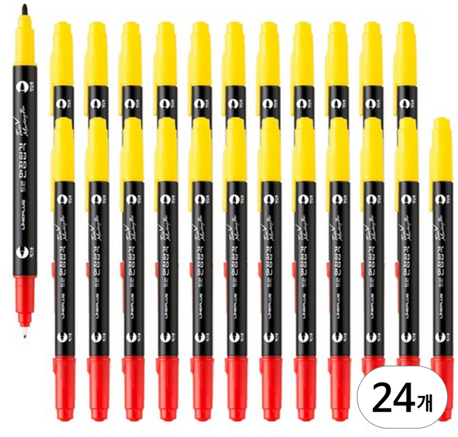 라인플러스 트윈 만점합격 컴퓨터용 싸인펜 혼합색상, 24개