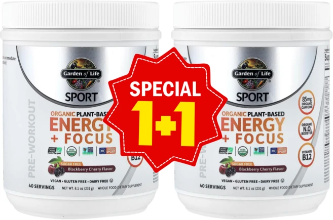 1+1 가든 오브 라이프 스포츠 식물성 에너지 운동전 보충제 블랙베리 체리 맛 231g 약들약 메디슨맨 / 해외직구 미국정품, 231, 2개 - 쿠팡