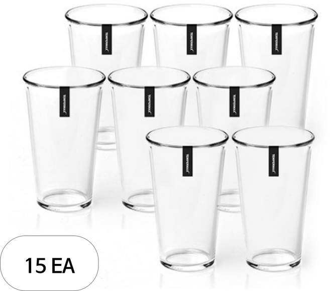 글라스락 내열강화 샤이닝 유리 텀블러 8p, 투명, 500ml, 15세트