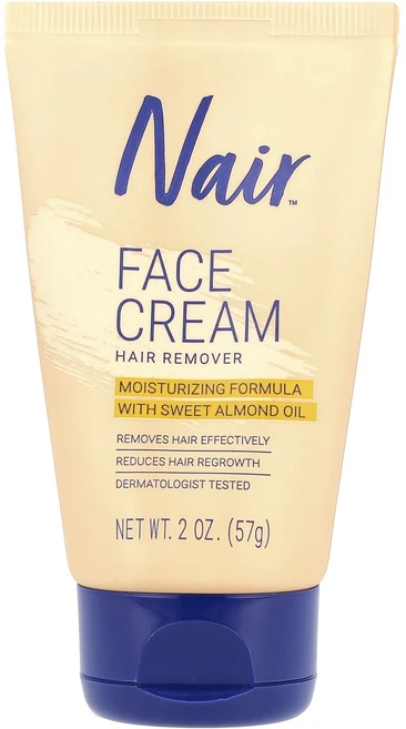 Nair 페이스 크림 헤어 리무버 57g(2oz), Nair 페이스 크림 헤어 리무버 57g2oz, 57g, 1개 - 쿠팡