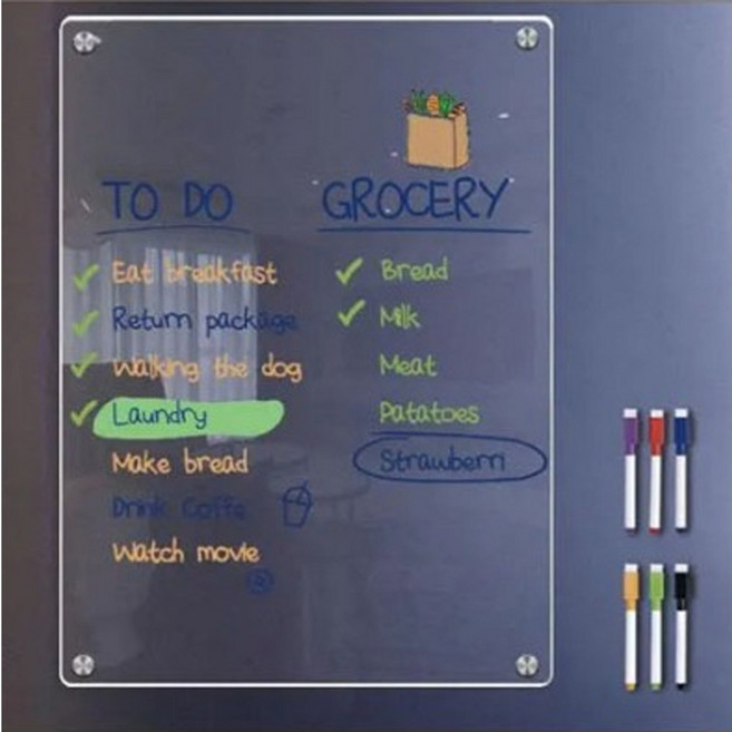 투명 자석메모판 자석펜 제공 마그네틱 자석투명메모판 라인메모판 주간메모판 월간메모판 무지메모판 디자인 나뭇잎메모판 사이즈선텍, 1개, 무지