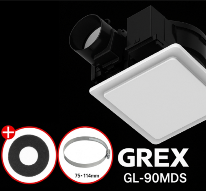 그렉스 GL-90MDS 환풍기 전동댐퍼 일체형 GL60/GL90 교체 천장형 욕실 화장실 저소음 역류방지댐퍼 구펜, 고객 직접 설치