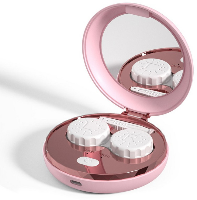 AOSS 무선 듀얼UV 초음파 살균 렌즈세척기, 1개, 핑크