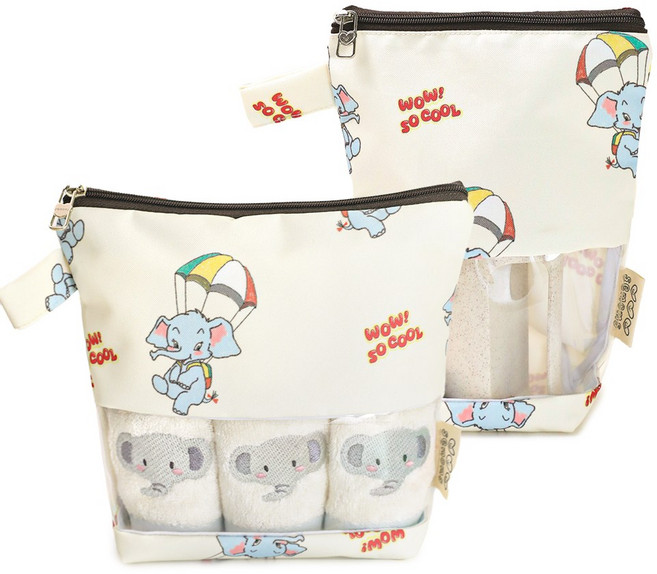 세맘스 방수 투명TPU 수건파우치+양치컵파우치, 엘리플라잉