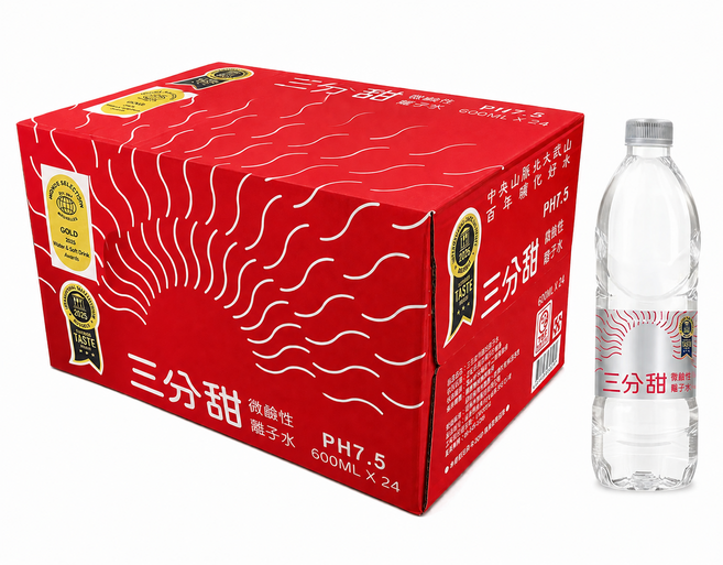 三分甜 微鹼性離子水 PH7.5, 24, 600ML