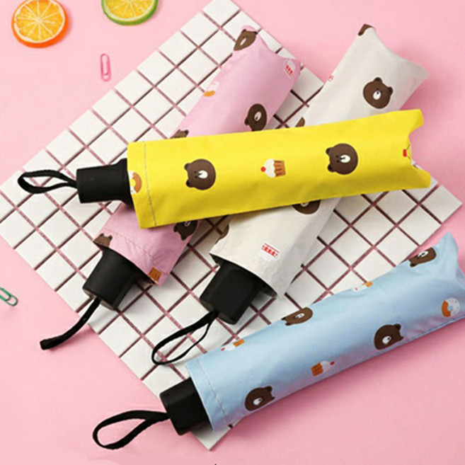 Regn 곰돌이 캐릭터 3단 자동 우산 UV차단 우양산 귀여운 패턴 휴대용 양산겸용 접이식 초경량 우산