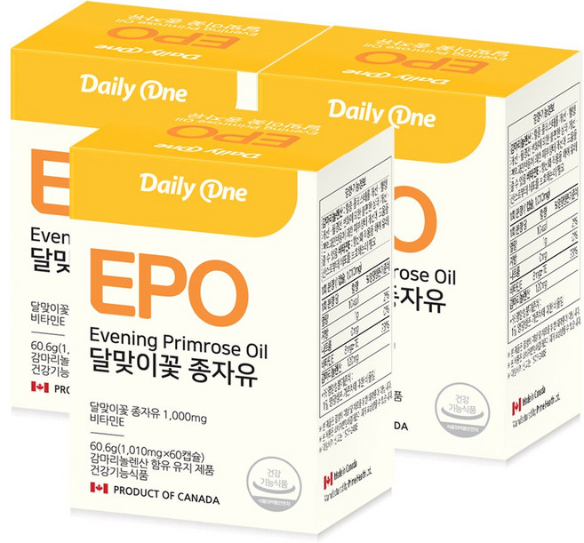 데일리원 달맞이꽃 종자유 감마리놀렌산, 3개, 60.6g