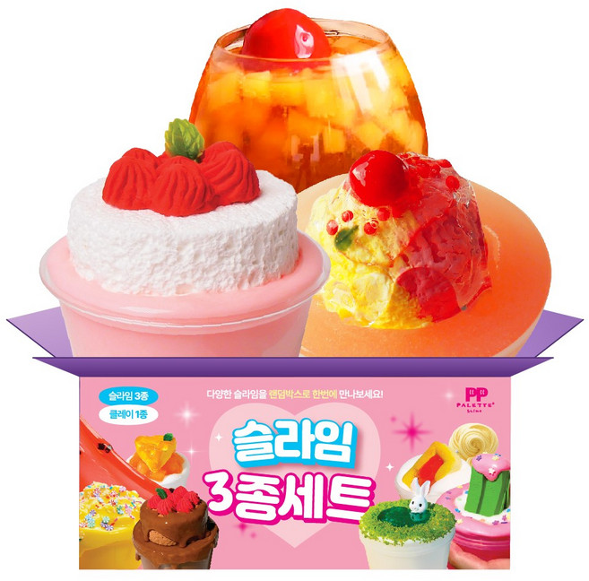 핑딸케+라즈베리소르베+애플블랙티 100ml 슬라임 세트, 1개