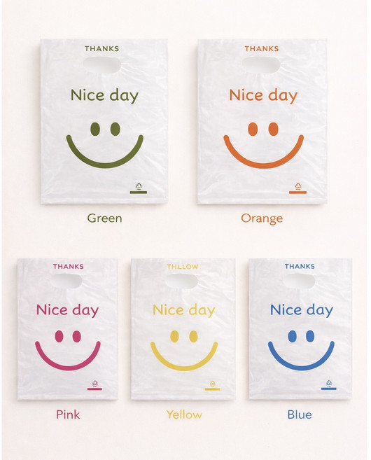 [비닐company] PE투명 링봉투 비닐쇼핑백 스마일 인쇄비닐, 50매, 오렌지