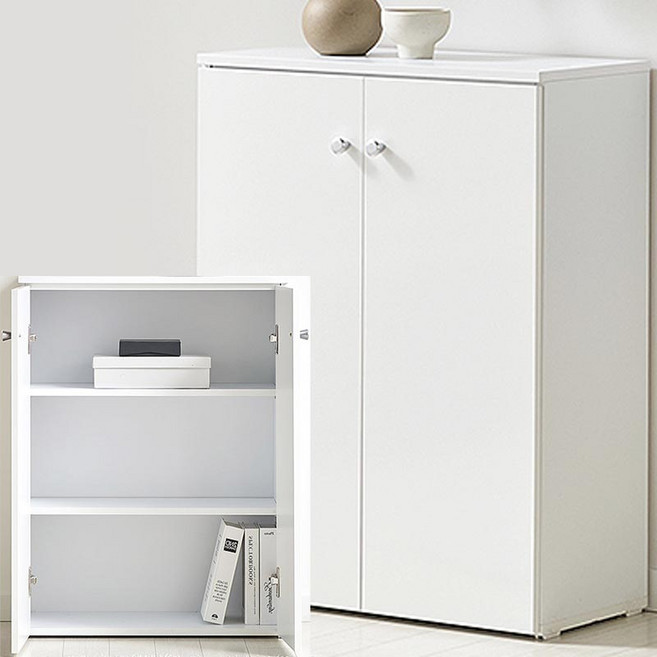 국산 양문 도어형 광폭 수납장 다용도 3단 거실 주방선반 60x40x80cm, 메탈그레이